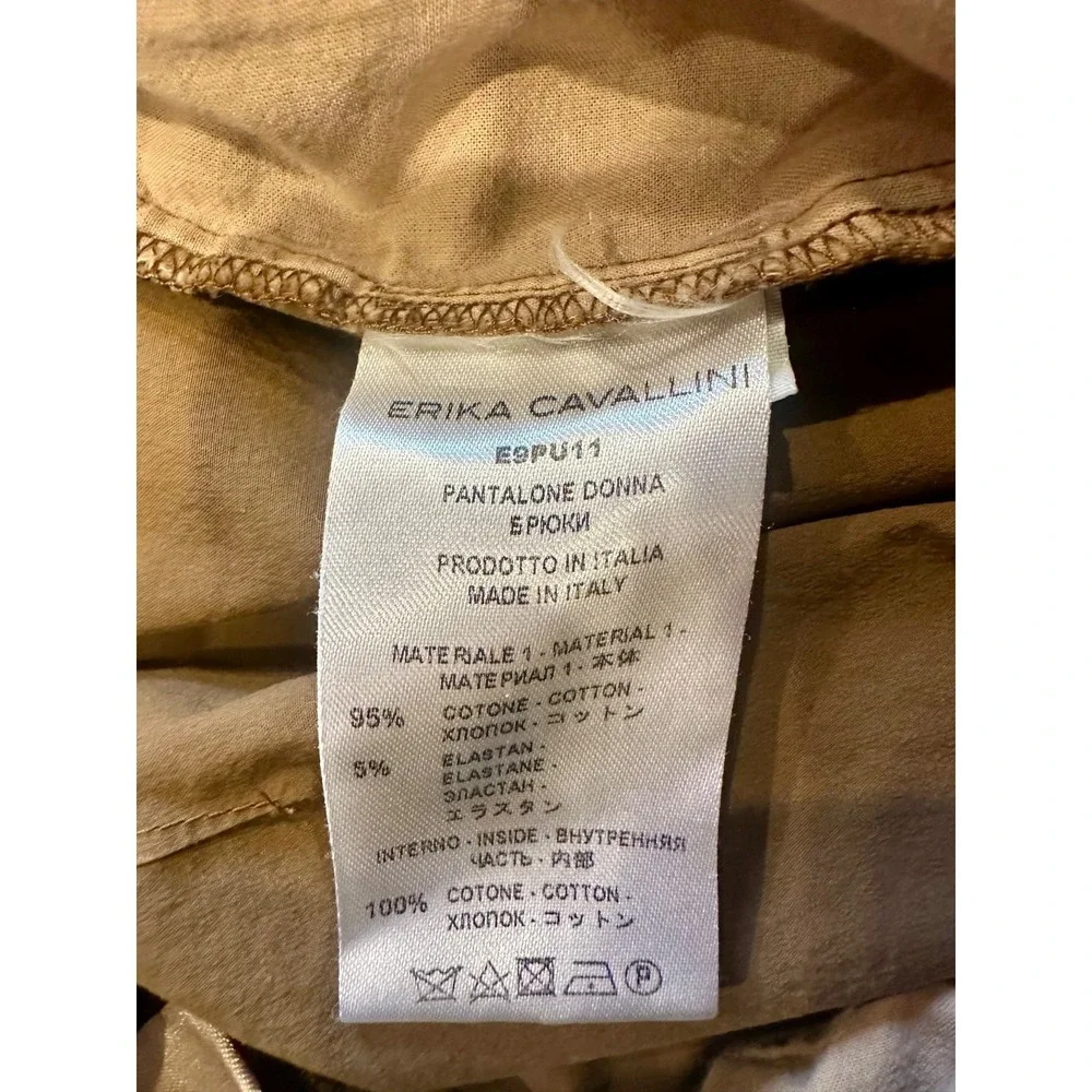 Erika Cavallini Wide Leg Hi-Rise Brown Cotton Trousers Sz 0 or XS (38 IT) $300+
